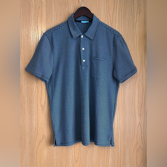J. McLaughlin | Mens SZ Small | Blue Striped Stretch Golf Polo Shirt Casual - Picture 2 of 9